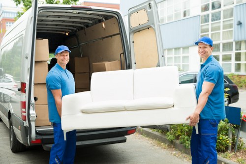 Removal van parked on a residential street in North Watford