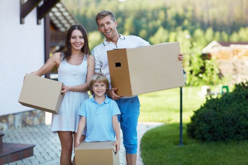 Professional movers loading a removals van