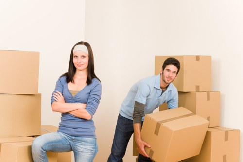 Cargo space in a removal van loaded with household items