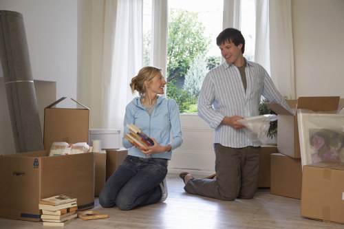 Van loaded with moving boxes for residential relocation